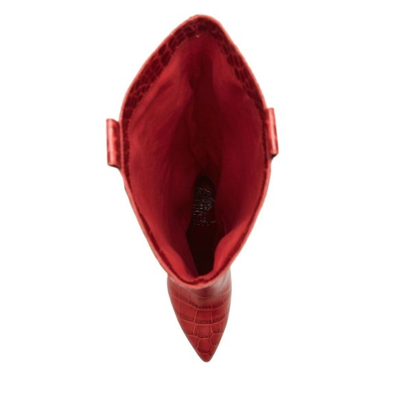 SOLD VINCE CAMUTO Kervana Pointy Toe Knee High Crocodile Boot Red 8.5 NEW - Picture 7 of 13